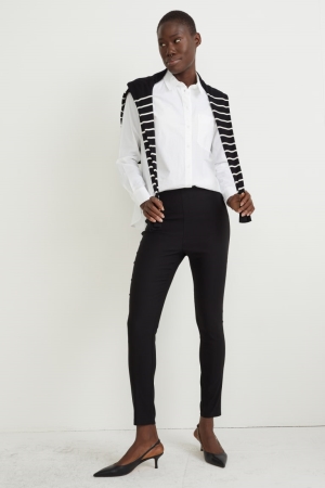 Black C&A Cloth High Waist Regular Fit With Lenzing™ Ecovero™ Trousers | 294-NEPAUM