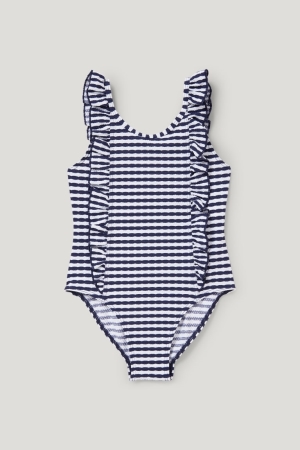Blue / White C&A Swimsuit Lycra® Xtra Life™ Striped Swimwear | 792-UBWKSP