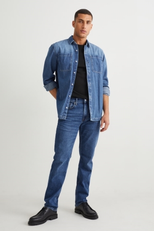Denim Blue C&A Straight Organic Cotton Jeans | 078-ZNBKIX