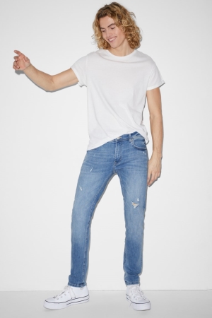 Denim Light Blue C&A Skinny Lycra® With Recycled Cotton Jeans | 349-MUBFJV
