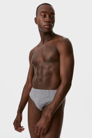 Gray Melange C&A Multipack Of 10 Briefs Organic Cotton Underwear | 687-VMBXSP