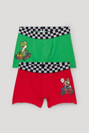 Green C&A Multipack Of 2 Super Mario Boxer Organic Cotton Underwear | 652-WCBRFS