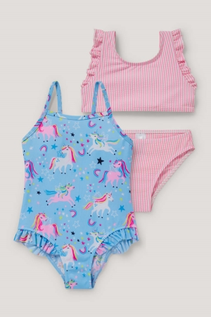 Light Blue C&A Multipack Of 2 Swimsuit And Bikini Lycra® Xtra Life™ Swimwear | 214-PKQZUL