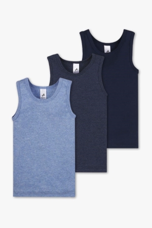 Light Blue Melange C&A Multipack Of 3 Vest Organic Cotton Underwear | 723-XOMUWS