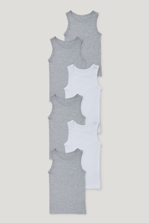Light Gray Melange C&A Multipack Of 6 Vest Organic Cotton Underwear | 874-SRLMZD