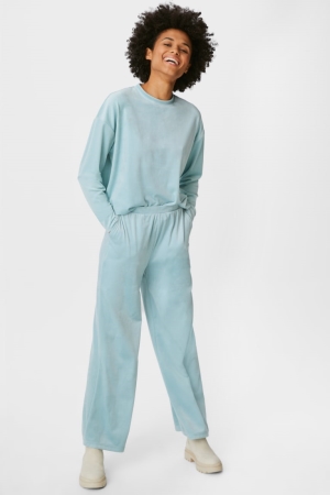 Mint Green C&A Basic Velvet Recycled Trousers | 381-ZCRWDY