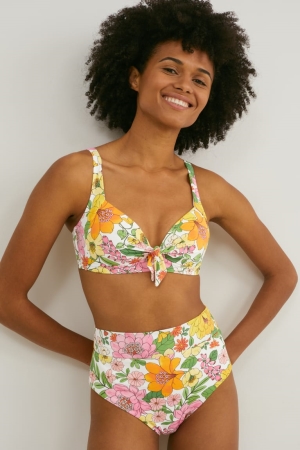 Multicoloured C&A Bikini Bottoms High Rise Lycra® Xtra Life™ Floral Swimwear | 318-IFDZJB