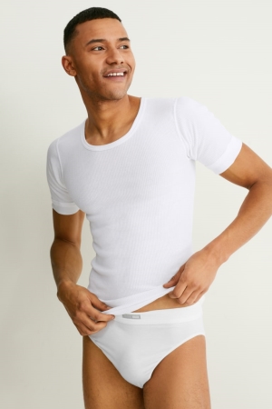 White C&A Multipack Of Vest Double Rib Organic Cotton Underwear | 517-ZGHYBX