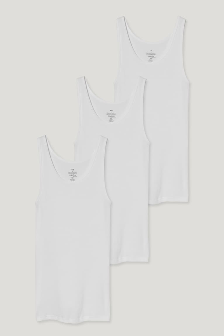 White C&A Multipack Of 3 Vest Double Rib Organic Cotton Underwear | 926-KZJYSG
